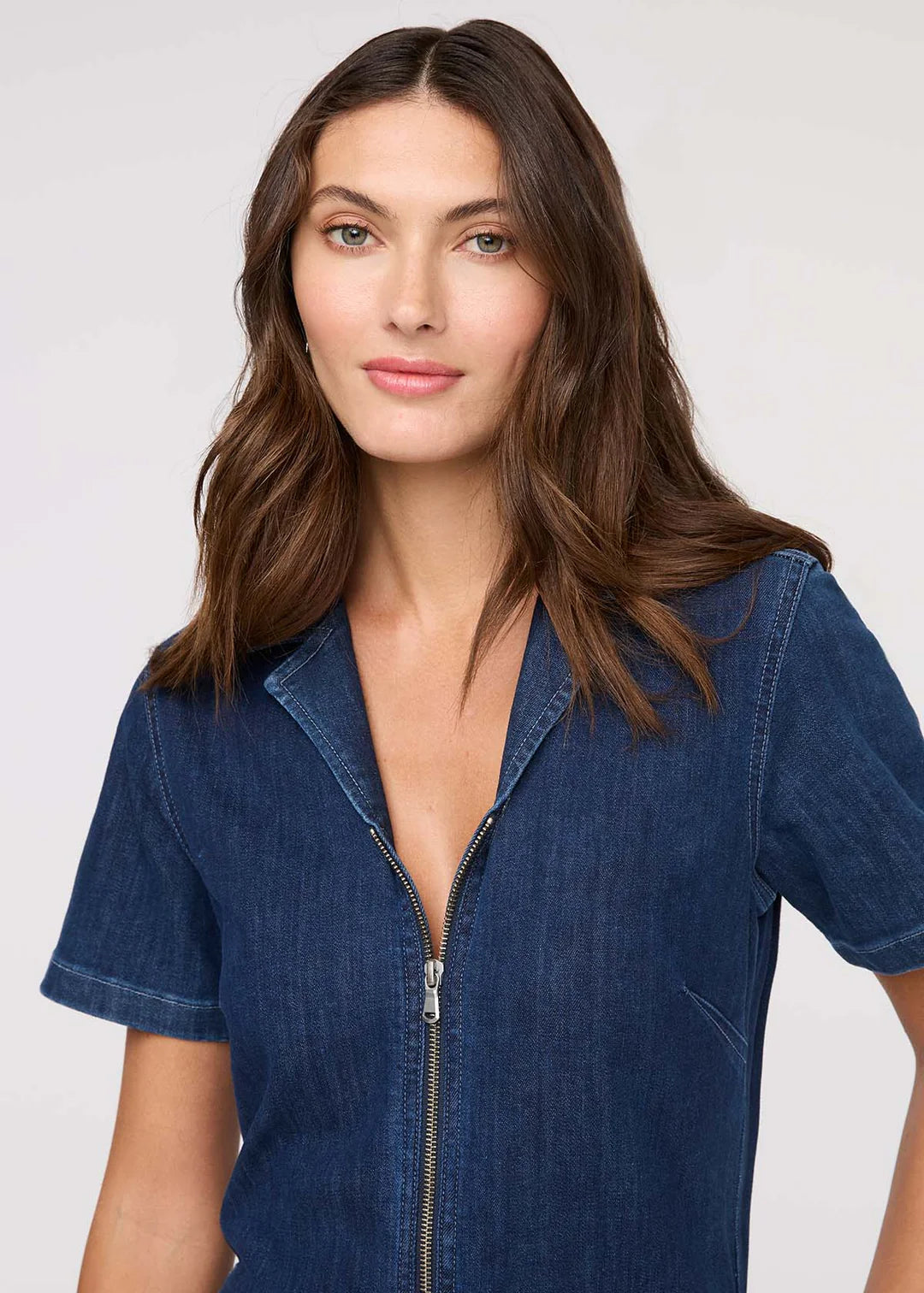 DU/ER PERFORM DENIM SHORT SLEEVE JUMPSUIT