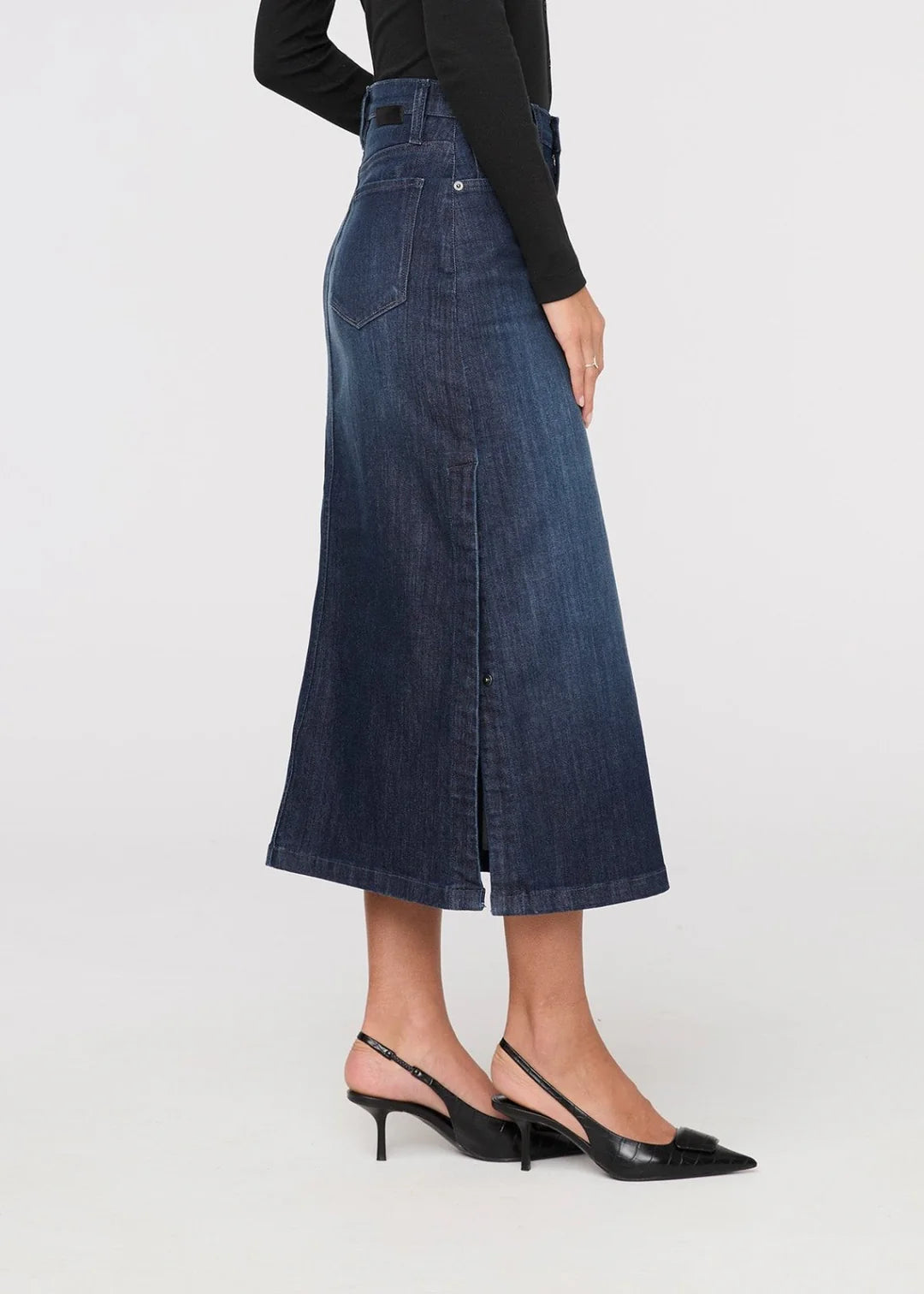DU/ER PERFORMANCE DENIM SLIT SKIRT