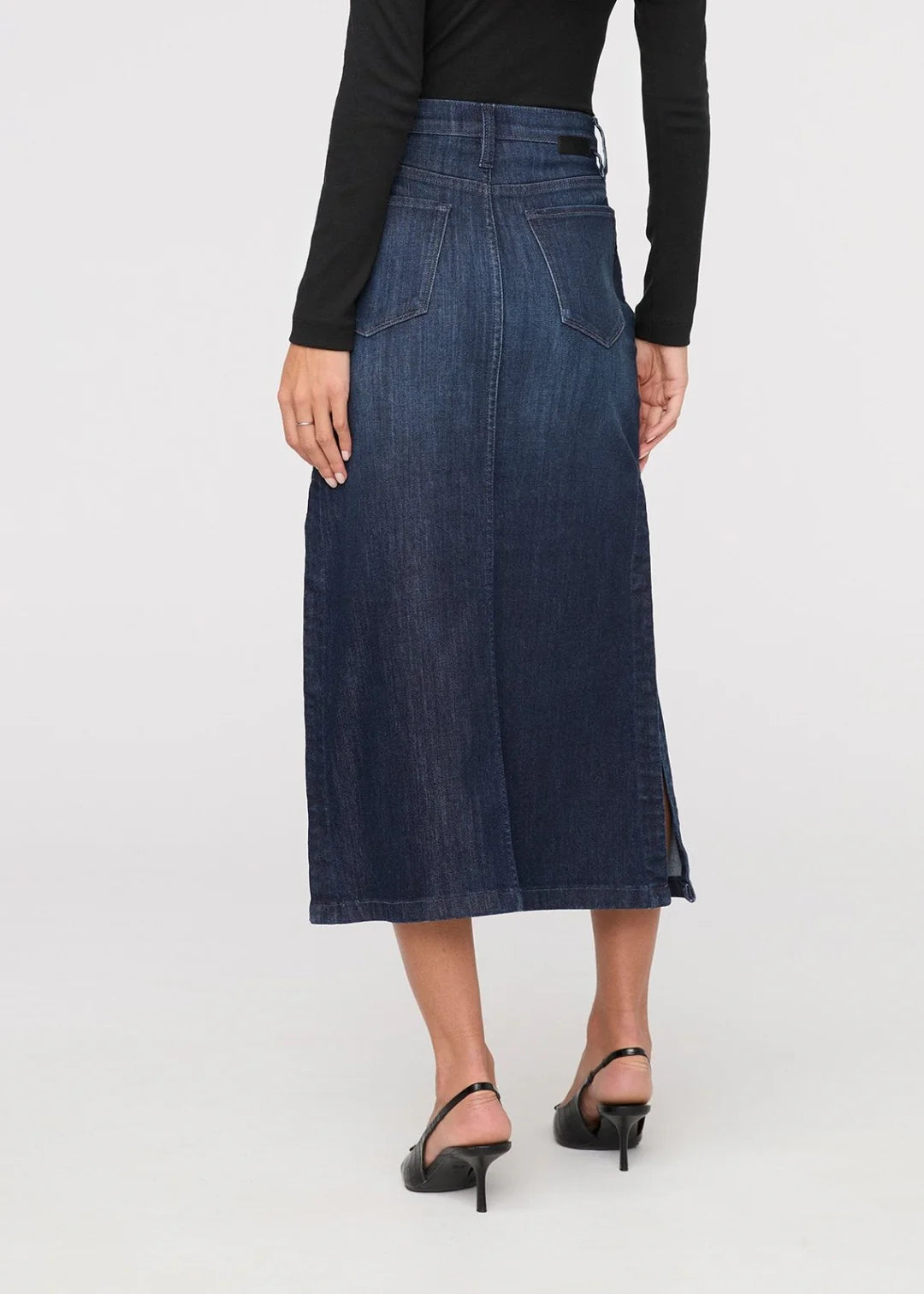 DU/ER PERFORMANCE DENIM SLIT SKIRT