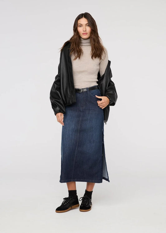 DU/ER PERFORMANCE DENIM SLIT SKIRT