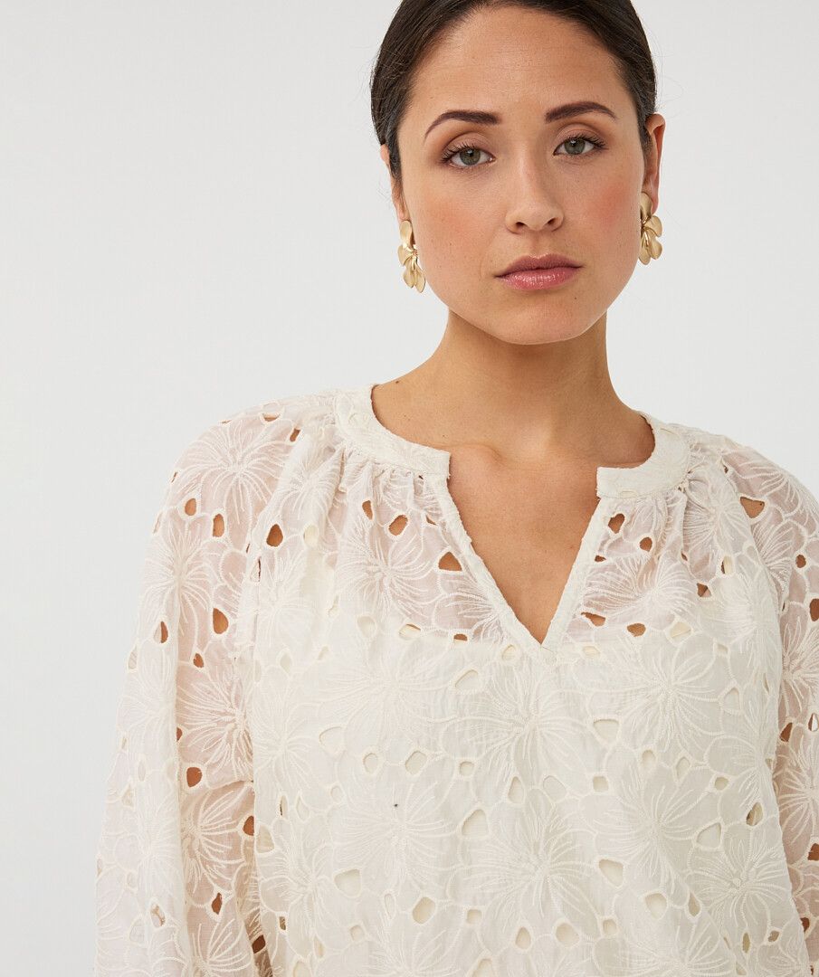 ESQUALO BLOUSE RAGLAN EMBROIDERY ANGLAISE