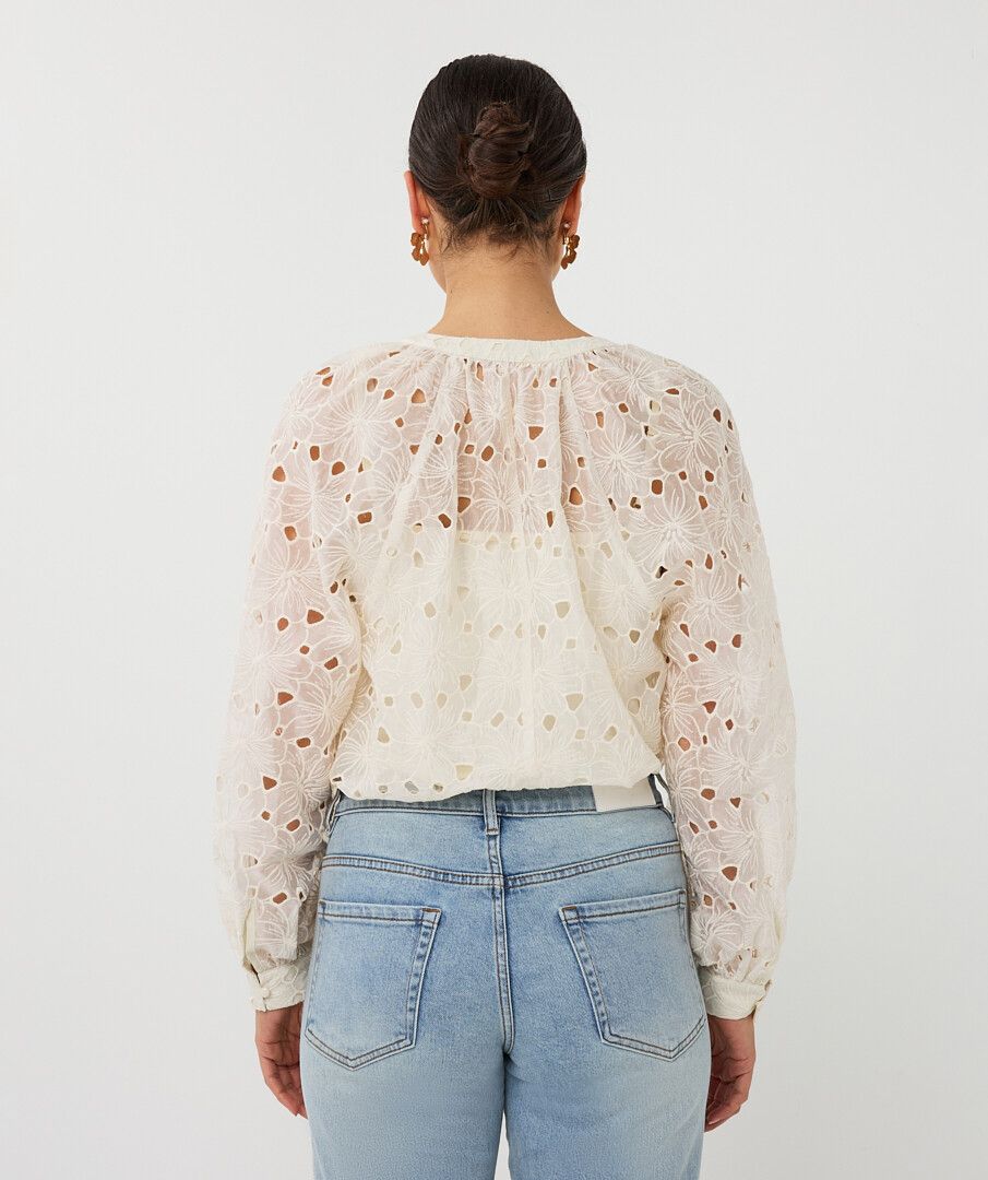 ESQUALO BLOUSE RAGLAN EMBROIDERY ANGLAISE