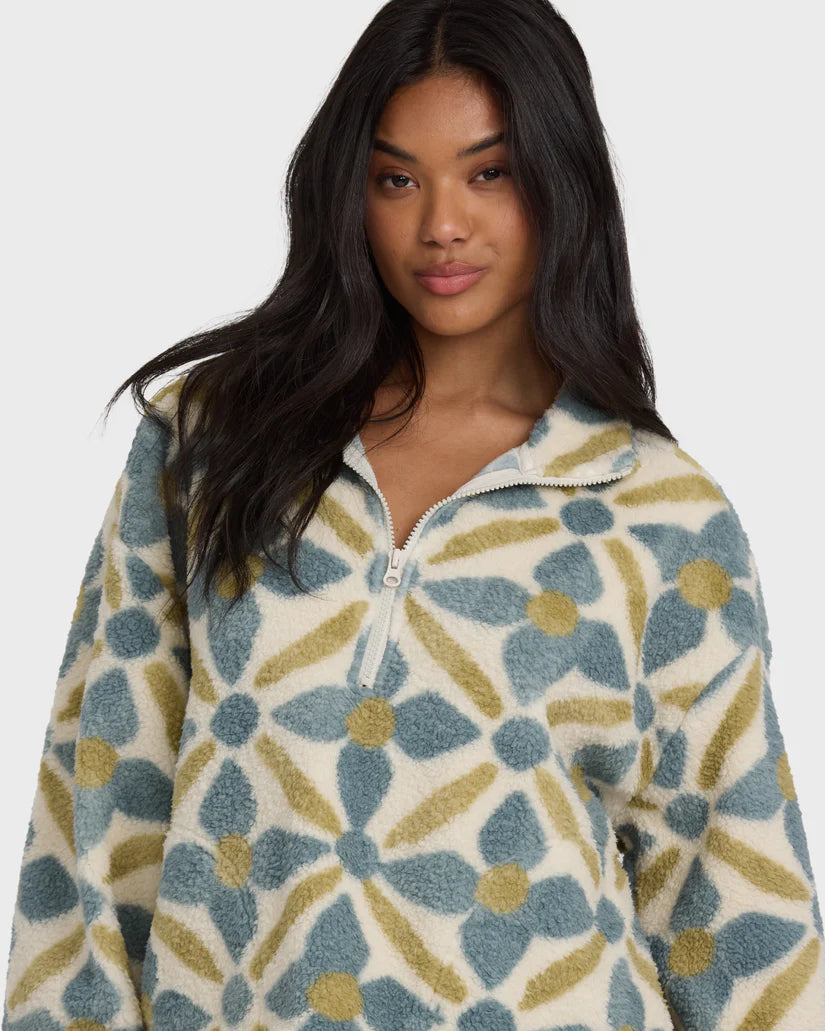 BILLABONG ALL THE TIME SHERPA HALF ZIP SWEATER