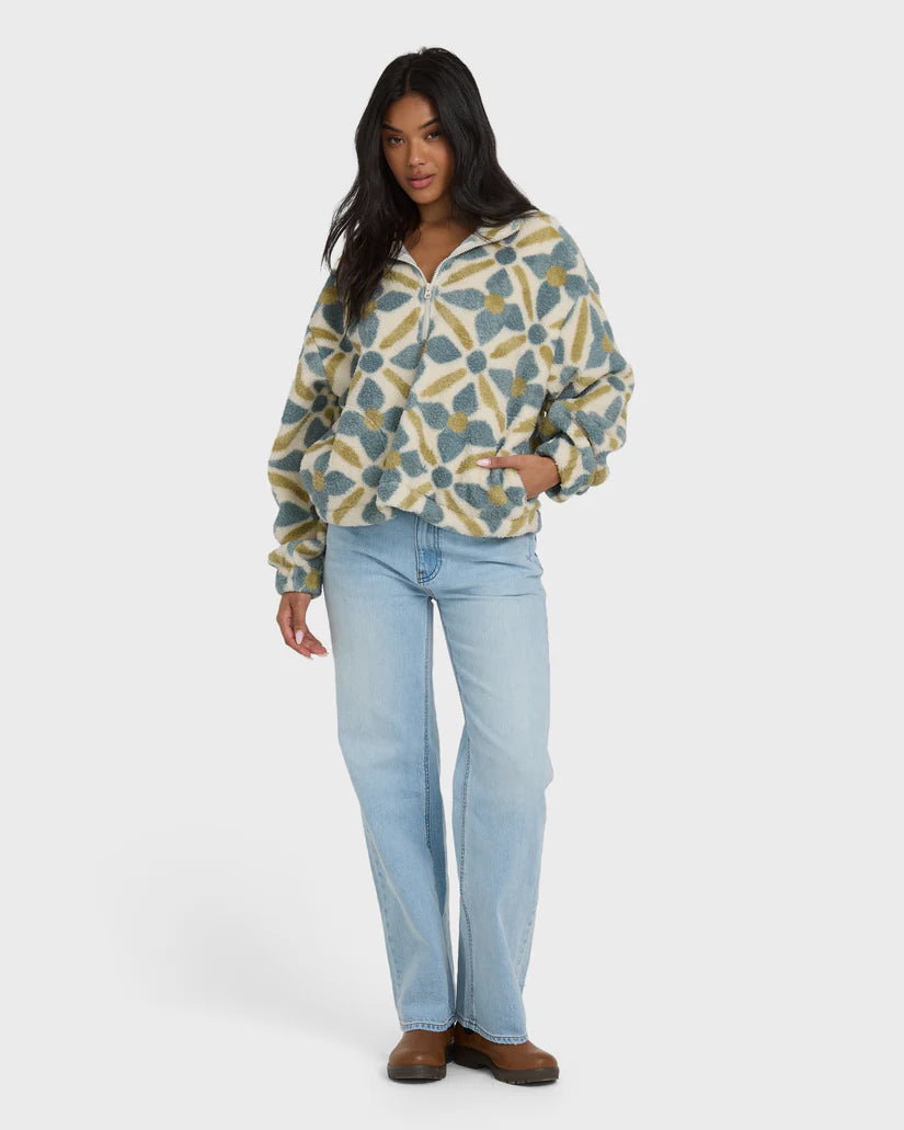 BILLABONG ALL THE TIME SHERPA HALF ZIP SWEATER