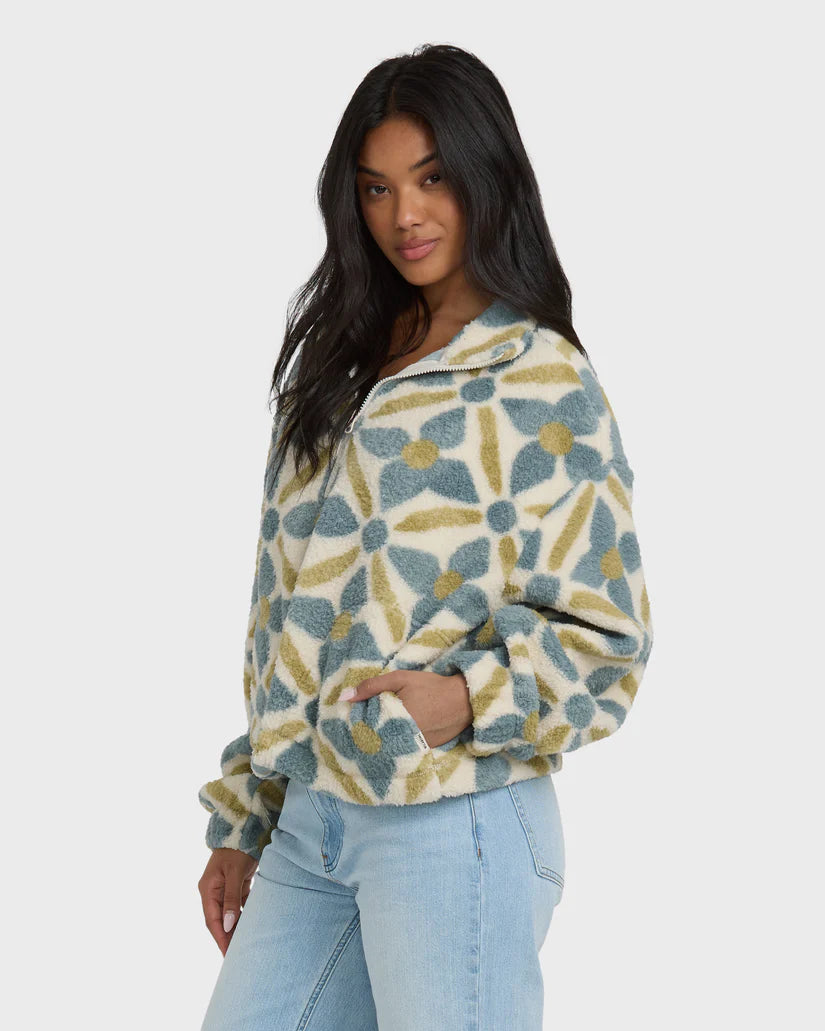 BILLABONG ALL THE TIME SHERPA HALF ZIP SWEATER