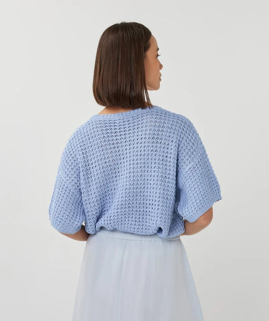 ESQUALO OPEN KNIT SHORT SLEEVE SWEATER