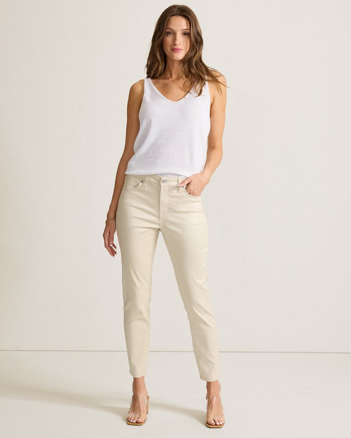 PEARL COATED SKINNY ANKLE JEANS