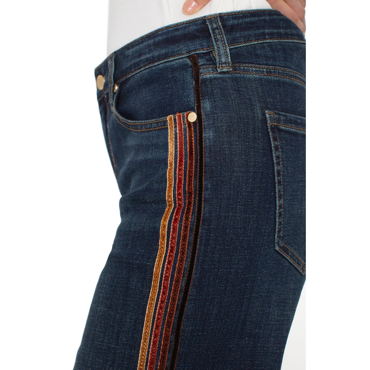 LIVERPOOL STRIDE VELVET TRIM WIDE LEG JEANS