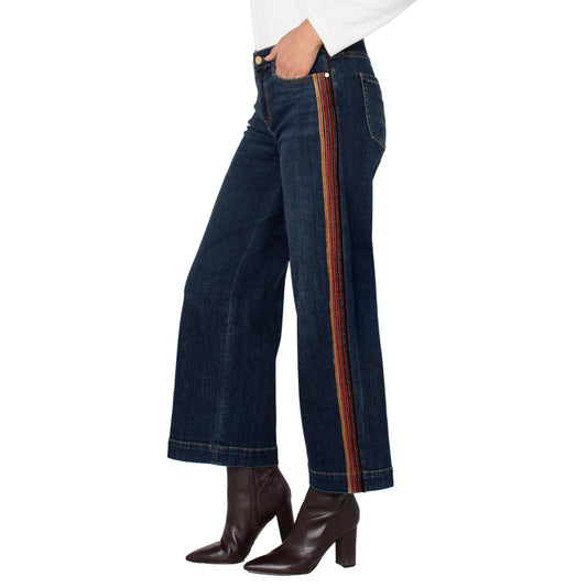 LIVERPOOL STRIDE VELVET TRIM WIDE LEG JEANS