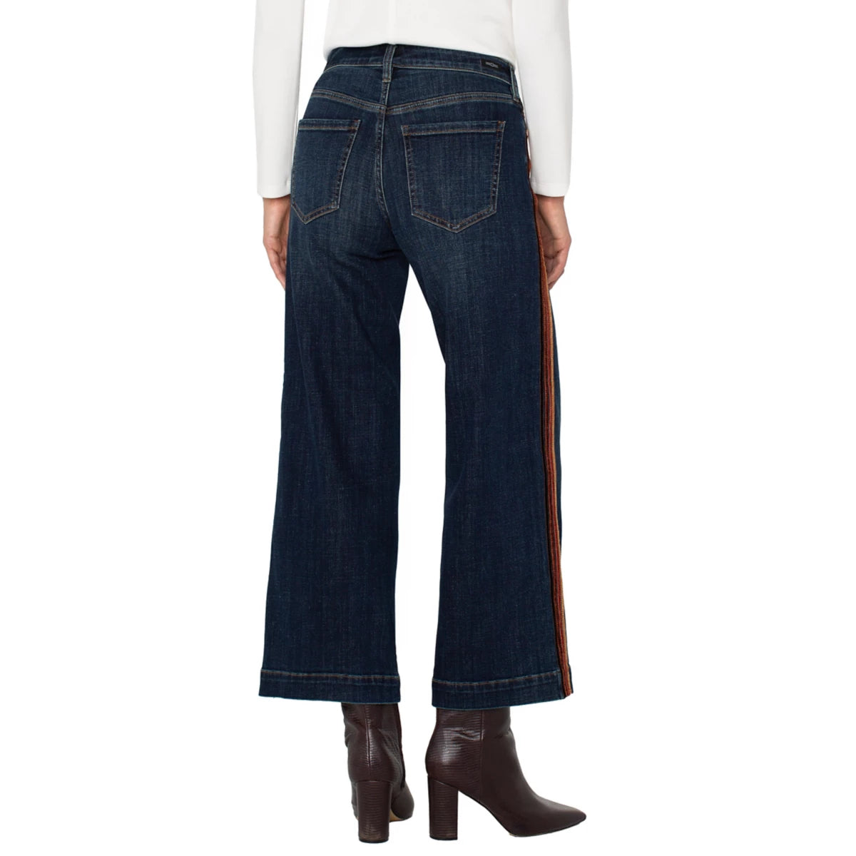 LIVERPOOL STRIDE VELVET TRIM WIDE LEG JEANS